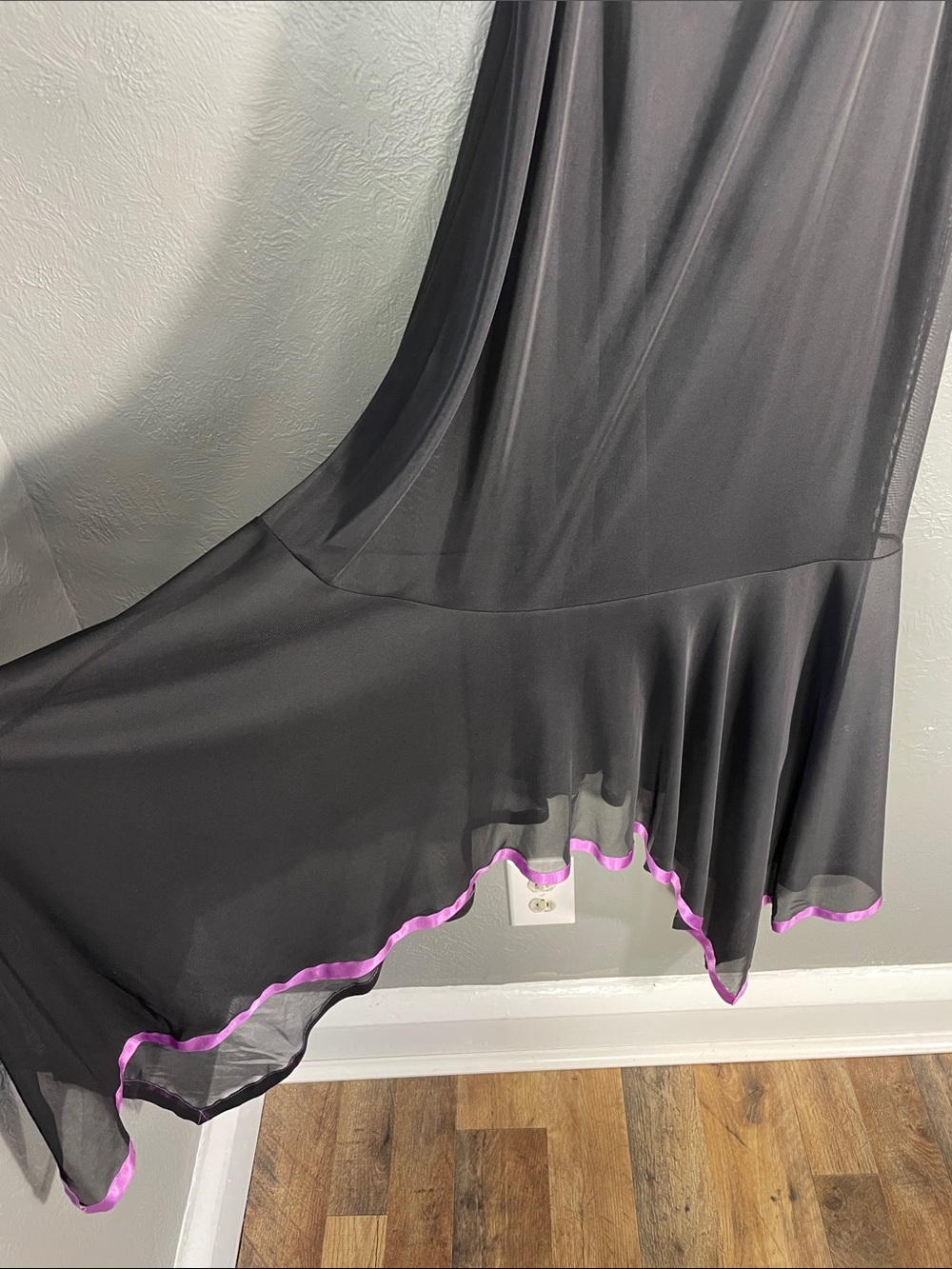 Taboo Handkerchief Hem Empire Waist Dress Black Purple Trim Plus 1X Fairycore - Picture 4 of 10